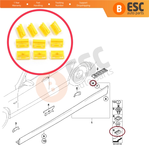 10 Pieces Rocker Panel Moulding Clamp Clips for BMW 3 Series E90 E91 2004-2012 51777166869