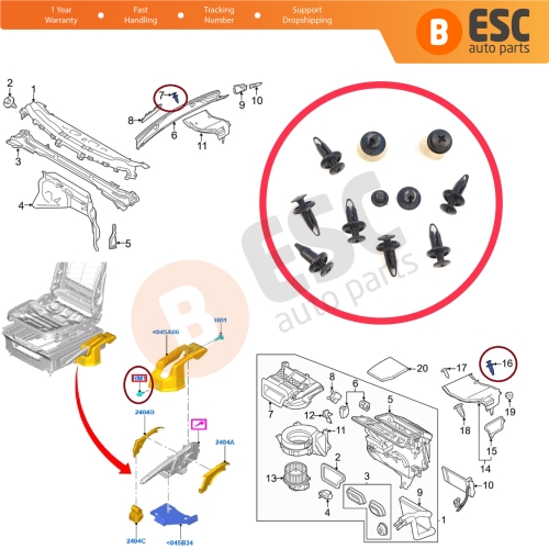 10 Pieces Push-Type Retainer Fastener Fixing Clips for Ford Focus Mondeo Transit Ka Connect Custom W703243-S300 1060989 