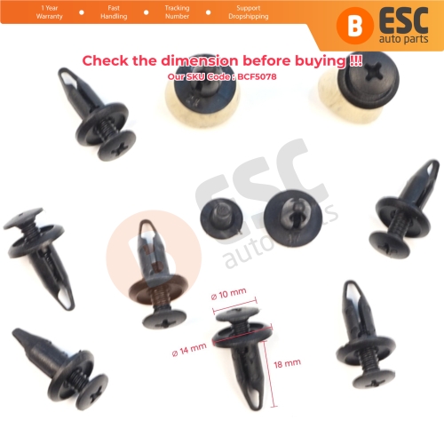 10 Pieces Push-Type Retainer Fastener Fixing Clips for Ford Focus Mondeo Transit Ka Connect Custom W703243-S300 1060989 