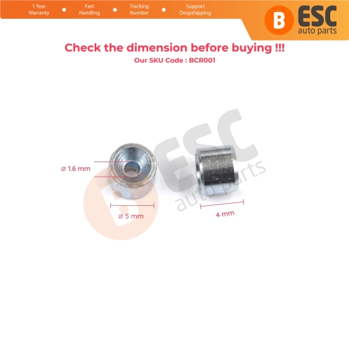 BCR001 Window Regulator Cable Wire Rope End Pin Stop Rivet 5x4/1.6 mm 100 Pcs