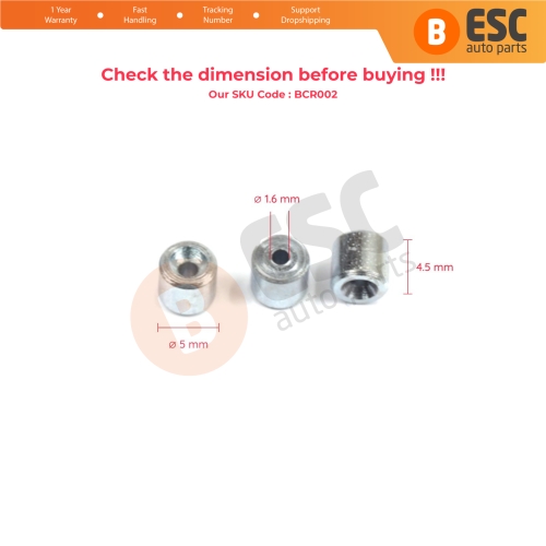 BCR002 Window Regulator Cable Wire Rope End Pin Stop Rivet 5x4.5/1.6 mm 100 Pcs