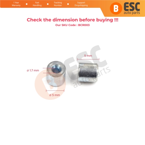 BCR003 Window Regulator Cable Wire Rope End Pin Stop Rivet 5x5/1.7 mm 100 Pcs