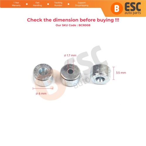 BCR008 Window Regulator Cable Wire Rope End Pin Stop Rivet 6x3.5/1.7 mm 100 Pcs