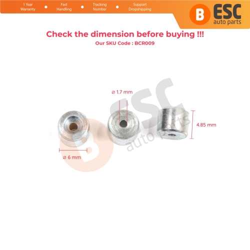 BCR009 Window Regulator Cable Wire Rope End Pin Stop Rivet 6x4.85/1.7 mm 100 Pcs