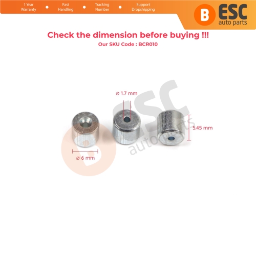 BCR010 Window Regulator Cable Wire Rope End Pin Stop Rivet 6x5.45/1.7 mm 100 Pcs