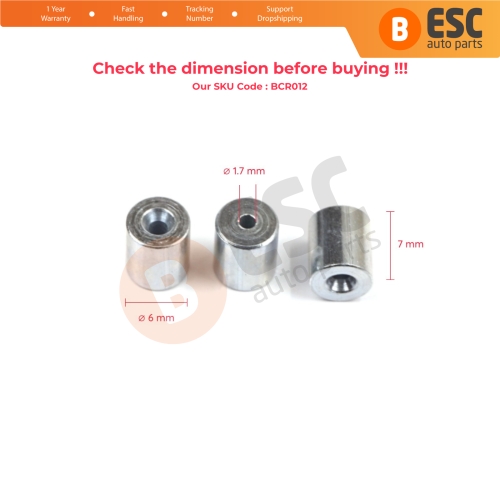 BCR012 Window Regulator Cable Wire Rope End Pin Stop Rivet 6x7/1.7 mm 100 Pcs