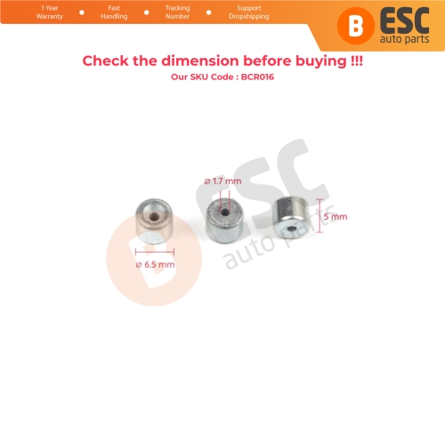 BCR016 Window Regulator Cable Wire Rope End Pin Stop Rivet 6.5x5/1.7 mm 100 Pcs