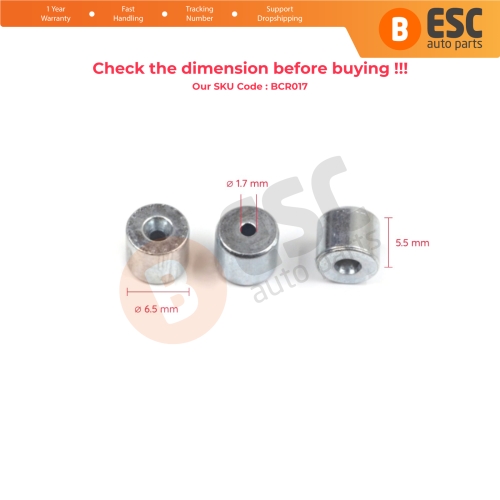 BCR017 Window Regulator Cable Wire Rope End Pin Stop Rivet 6.5x5.5/1.7 mm 100 Pcs