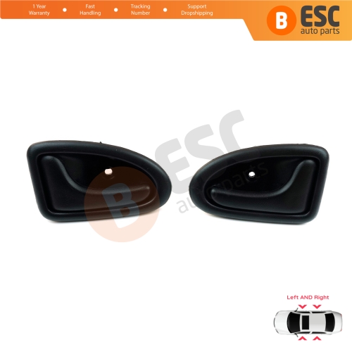 Inner Door Handle Set Black Cable Type for Renault Clio 2 Scenic Megane 1 Trafic Master 2 Mascott Logan 1 Movano Vivaro A Interstar Primastar 1 Daily 8200028994 8200028995 