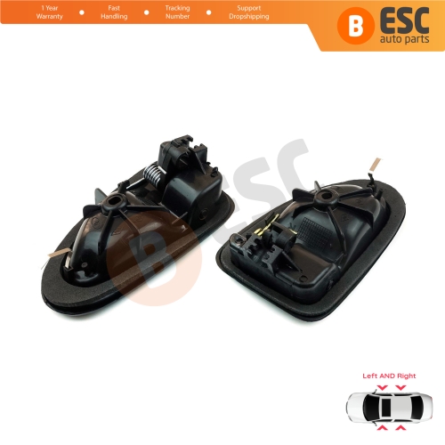 Inner Door Handle Set Black Cable Type for Renault Clio 2 Scenic Megane 1 Trafic Master 2 Mascott Logan 1 Movano Vivaro A Interstar Primastar 1 Daily 8200028994 8200028995 