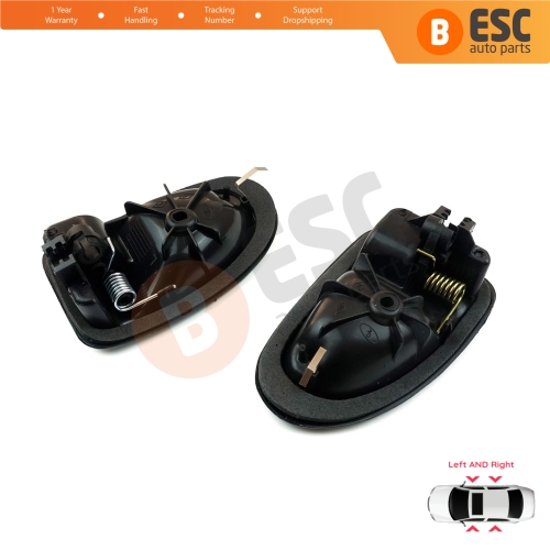 Inner Door Handle Set Black Cable Type for Renault Clio 2 Scenic Megane 1 Trafic Master 2 Mascott Logan 1 Movano Vivaro A Interstar Primastar 1 Daily 8200028994 8200028995 