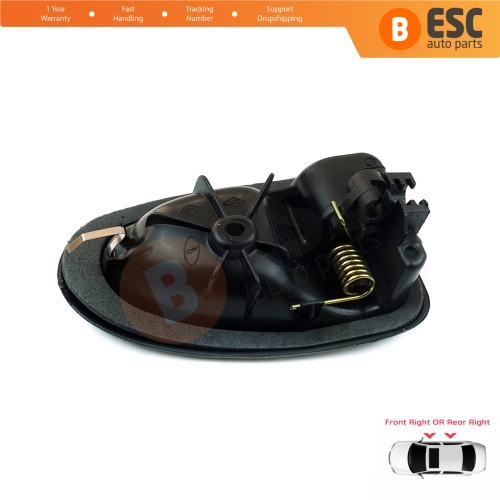 Inner Door Handle Right Black Cable Type for Renault Clio 2 Scenic Megane 1 Trafic Master 2 Mascott Logan 1 Movano Vivaro A Interstar Primastar 1 Daily 8200028995