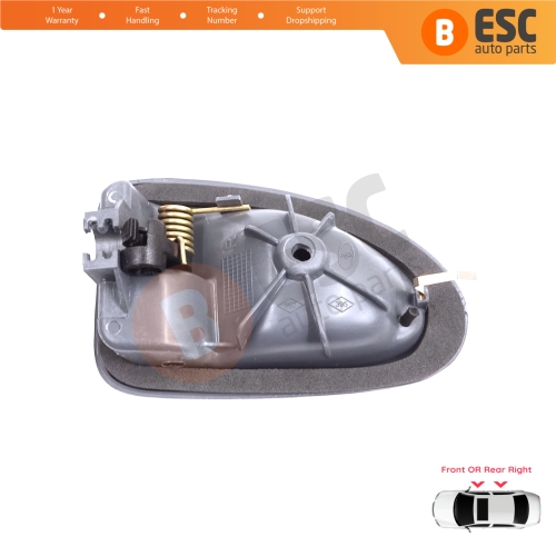 Inner Door Handle Right Gray Cable Type for Renault Clio 2 Scenic Megane 1 Trafic Master 2 Mascott Logan 1 Movano Vivaro A Interstar Primastar 1 Daily 8200028995