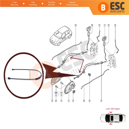 Front Door Inner Lock Inner Release Cable 7700413048 for Renault Clio MK2