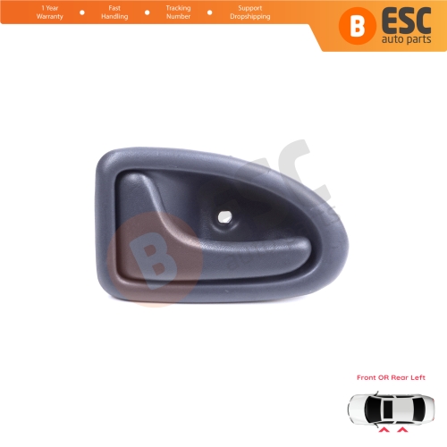 Inner Door Handle Left Gray Cable Type for Renault Clio 2 Scenic Megane 1 Trafic Master 2 Mascott Logan 1 Movano Vivaro A Interstar Primastar 1 Daily 8200028994