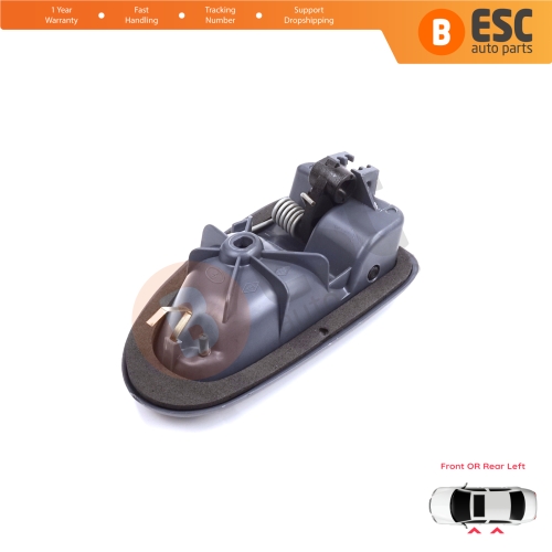 Inner Door Handle Left Gray Cable Type for Renault Clio 2 Scenic Megane 1 Trafic Master 2 Mascott Logan 1 Movano Vivaro A Interstar Primastar 1 Daily 8200028994