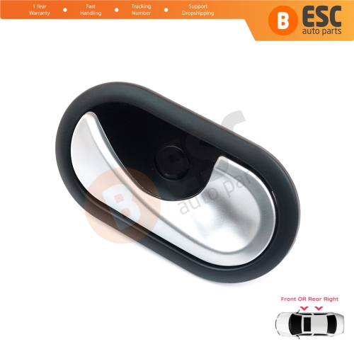 Interior Door Handle Right Black Chrome Color for Renault Scenic Megane Twingo Kangoo MK2 Clio Master MK3 Sandero Logan Duster MK1 Modus Movano B Citan W415 NV250 NV400 8200730863