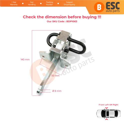 2 Pieces Front Door Hinge Brake Stop Check Strap Limiter for BMW 3 Series E36 1990-2000 51218165005