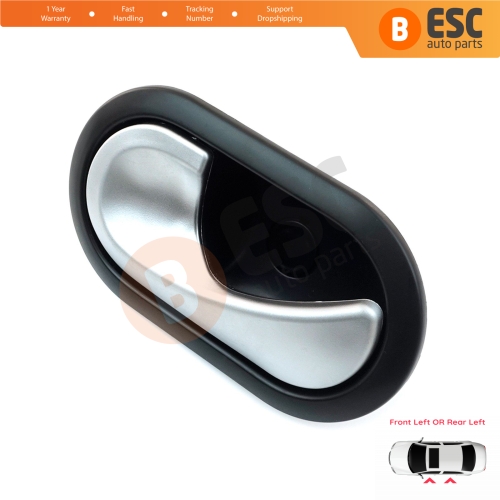 Interior Door Handle Left Chrome Black Color for Renault Scenic Megane Twingo Kangoo MK2 Clio Master MK3 Sandero Logan Duster MK1 Modus Movano B Citan W415 NV250 NV400 8200730861