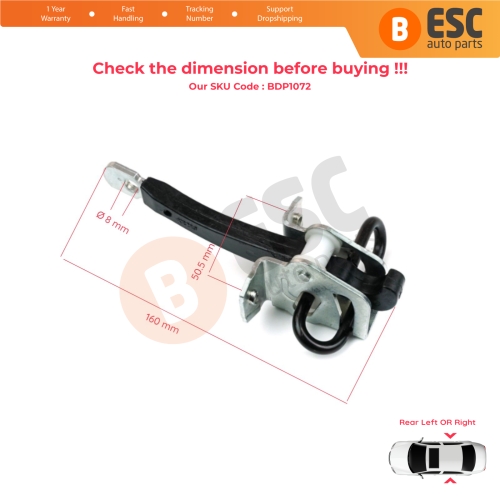 2 Pieces Rear Door Hinge Brake Stop Check Strap Limiter for BMW 7 Series E38 Sedan 1994-2001 51228234605 