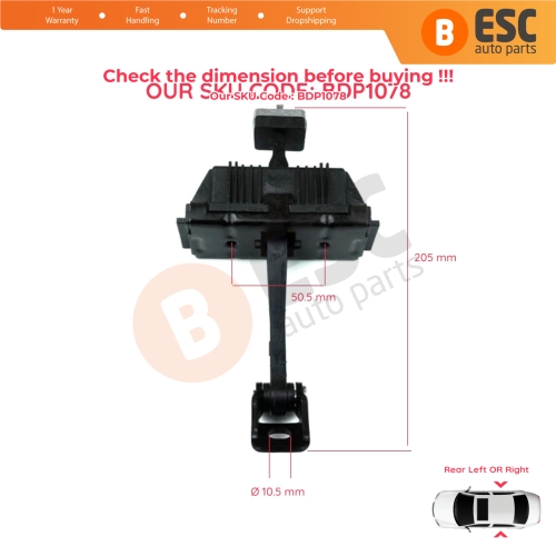 2 Pieces Rear Door Hinge Brake Stop Check Strap Limiter for BMW 5 Series E60 E61 2001-2010 4/5-Door 51227176805