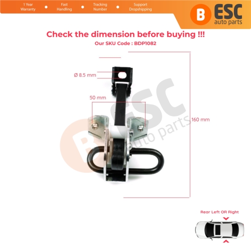 2 Pieces Rear Door Hinge Brake Stop Check Strap Limiter for BMW 3 E46 1997-2006 Saloon Estate 51228160963