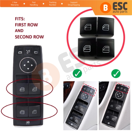 4 Pieces Master Window Switch Button Cover Cap For Mercedes W204 W212 S212 A207 C207 X204 W176 W246 C117 X117 X166  X156 W166 2049055402