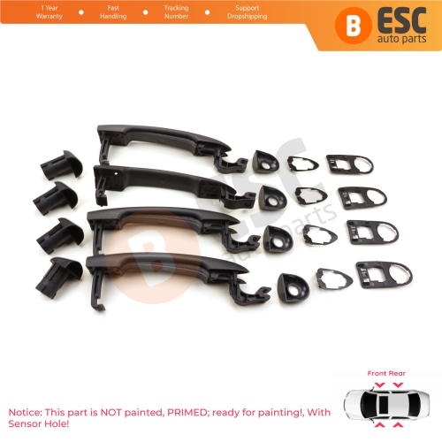 4 Pieces Exterior Door Opener Handle With Sensor Hole 806706656R For Renault Fluence Megane 3 Clio 4 Scenic 3 Captur 1