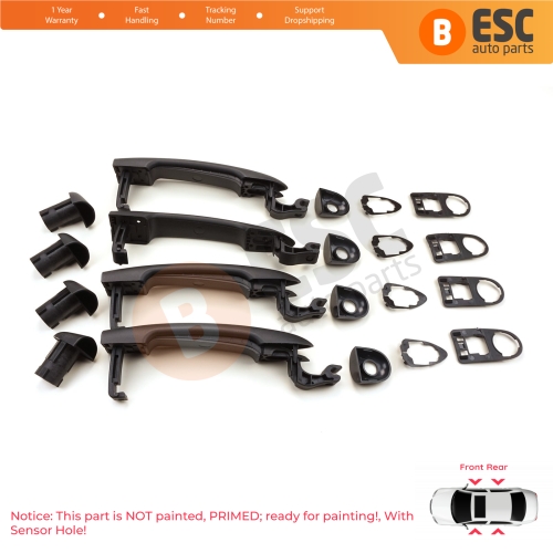 4 Pieces Exterior Door Opener Handle With Sensor Hole 806706656R For Renault Fluence Megane 3 Clio 4 Scenic 3 Captur 1