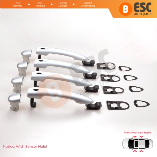 4 Pieces Exterior Door Handle With Sensor Hole Chrome Color 806B08422R For Renault Fluence Megane 3 Clio 4 Scenic 3 Captur 1