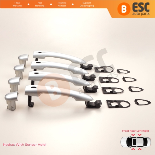 4 Pieces Exterior Door Handle With Sensor Hole Chrome Color 806B08422R For Renault Fluence Megane 3 Clio 4 Scenic 3 Captur 1