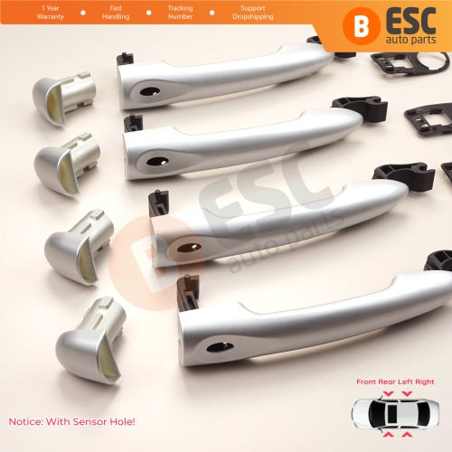 4 Pieces Exterior Door Handle With Sensor Hole Chrome Color 806B08422R For Renault Fluence Megane 3 Clio 4 Scenic 3 Captur 1