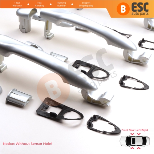 4 Pieces Exterior Door Handle Chrome Color 806B02596R For Renault Fluence Megane 3 Clio 4 Scenic 3 Captur 1