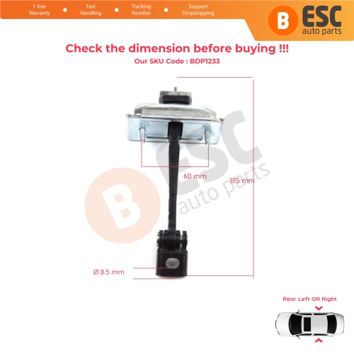 2 Pieces Rear Door Hinge Stop Check Strap Limiter for Vauxhall Opel Corsa D S07 2006-2014 13181961 