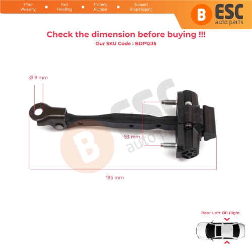 2 Pieces Rear Door Hinge Stop Check Strap Limiter for Vauxhall Opel Astra K B16 Crossland X Cruze 2016-2019 Buick Verano 13456270