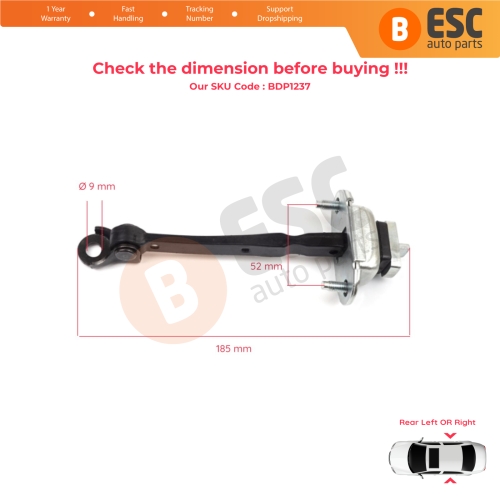 2 Pieces Rear Door Hinge Stop Check Strap Limiter 42467901 for Vauxhall Opel Mokka A J13 Buick Encore MK1 2013-2020