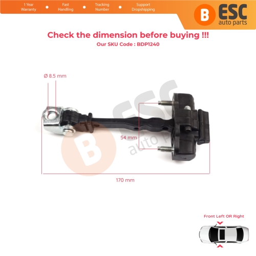 2 Pieces Front Door Hinge Stop Check Strap Limiter for Vauxhall Opel Grandland X	A18 P1UO 2017-On 3551468