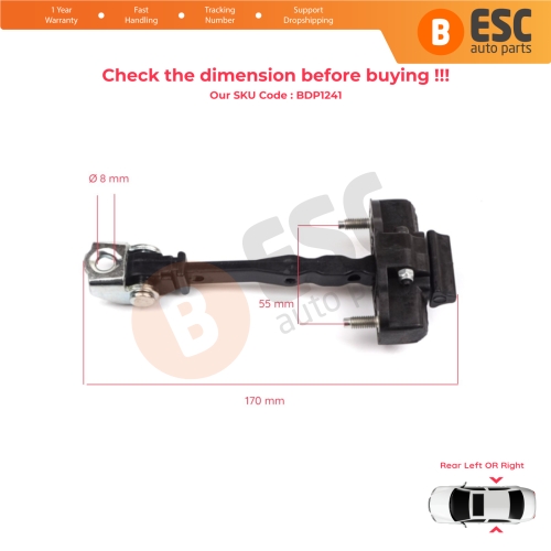 2 Pieces Rear Door Hinge Stop Check Strap Limiter for Vauxhall Opel Grandland X A18 P1UO 2017-On 3551472
