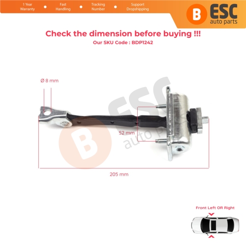 2 Pieces Front Door Hinge Stop Check Strap Limiter for Opel Zafira Tourer C P12 2011-2019 39045010