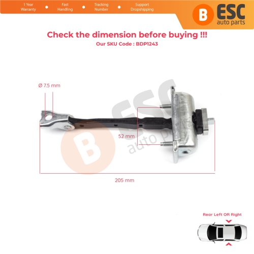 2 Pieces Rear Door Hinge Stop Check Strap Limiter for Opel Zafira Tourer C P12 2011-2019 39045011