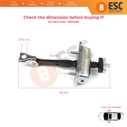 2 Pieces Front Door Hinge Stop Check Strap Limiter for Vauxhall Opel Adam M13 2012-2019 13412690 