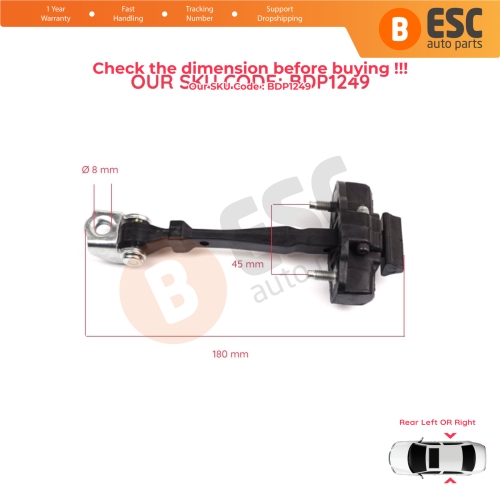 2 Pieces Rear Door Hinge Stop Check Strap Limiter for Renault Captur MK1 J87 H5 J5 2013-2019 824305607R