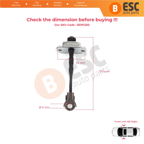 2 Pieces Front Door Hinge Stop Check Strap Limiter for Renault Megane MK4 2015-On 4/5 Door 804301666R 