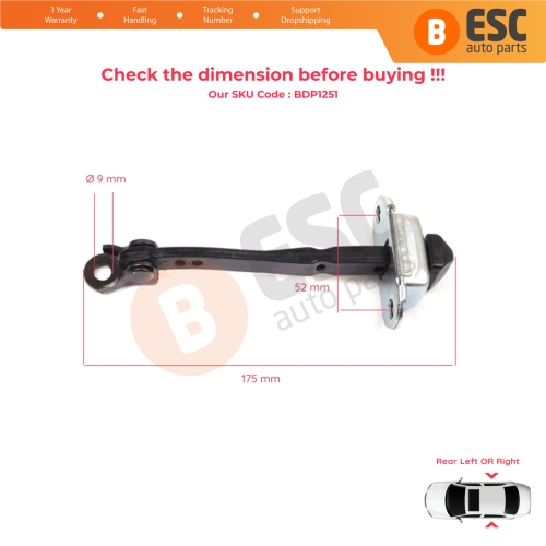 2 Pieces Rear Door Hinge Stop Check Strap Limiter for Renault Megane MK4 2015-On 4/5 Door 824306058R