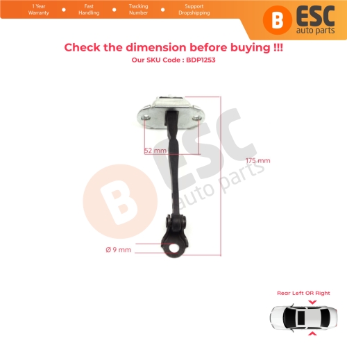 2 Pieces Rear Door Hinge Stop Check Strap Limiter for Renault Kadjar Nissan Qashqai MK2 J11 824304EA0A
