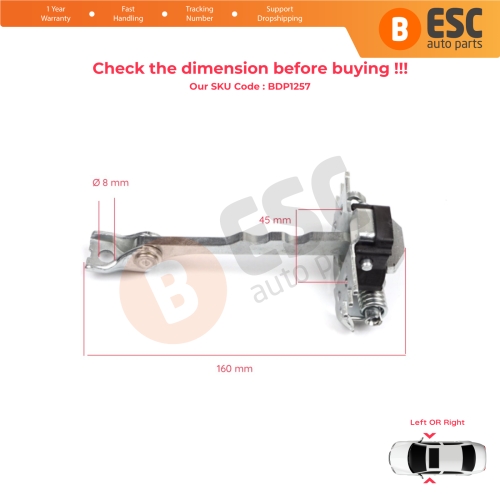 2 Pieces Front Door Hinge Stop Check Strap Limiter for Renault Megane MK3 DZ0/1 Coupe 2008-2016 804309044R 
