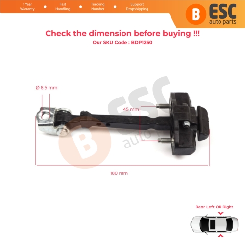 2 Pieces Rear Door Hinge Stop Check Strap Limiter for Renault Clio MK4 BH/KH 2012-2021 824307049R 