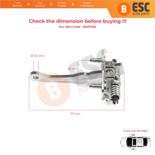 2 Pieces Front Door Hinge Stop Check Strap Limiter for Renault Express Rapid Super 5 1985-2000 6006003653 