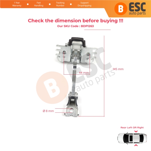2 Pieces Rear Door Hinge Stop Check Strap Limiter for Renault Laguna MK3 X91 BT0/1 2007-2015 824310001R