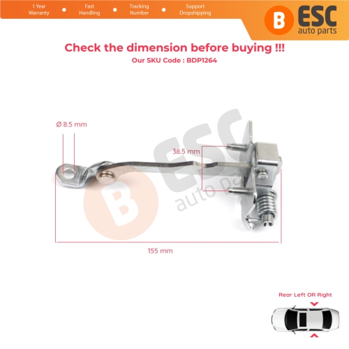 2 Pieces Rear Door Hinge Stop Check Strap Limiter 7700828428 for Renault Megane MK1 1996-2003